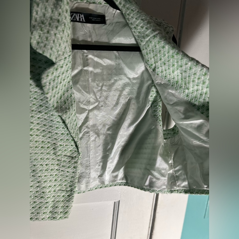 Zara Mint and White Textured Vest - Picture 6 of 7